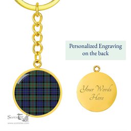 ScotsTee Shop Scottish Macphedran Clan Circle Pendant Tartan Luxury Keychain - Personalized Engraving