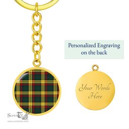 ScotsTee Shop Scottish Macmillan Old Modern Clan Circle Pendant Tartan Luxury Keychain - Personalized Engraving