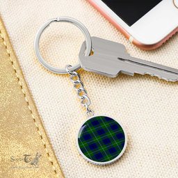 ScotsTee Shop Scottish Oliphant Modern Clan Circle Pendant Tartan Luxury Keychain - Personalized Engraving