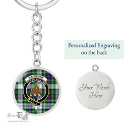 ScotsTee Shop Scottish MacKenzie Dress Modern Clan Crest Circle Pendant Tartan Luxury Keychain - Personalized Engraving