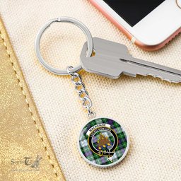 ScotsTee Shop Scottish MacKenzie Dress Modern Clan Crest Circle Pendant Tartan Luxury Keychain - Personalized Engraving