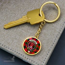 ScotsTee Shop Scottish MacNaughton Modern Clan Crest Circle Pendant Tartan Luxury Keychain - Personalized Engraving