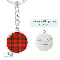 ScotsTee Shop Scottish Munro Modern Clan Circle Pendant Tartan Luxury Keychain - Personalized Engraving