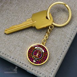 ScotsTee Shop Scottish MacIntyre Modern Clan Crest Circle Pendant Tartan Luxury Keychain - Personalized Engraving