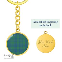 ScotsTee Shop Scottish Montgomery Ancient Clan Circle Pendant Tartan Luxury Keychain - Personalized Engraving