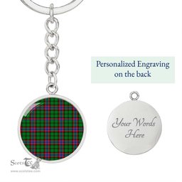 ScotsTee Shop Scottish Mcgeachie Clan Circle Pendant Tartan Luxury Keychain - Personalized Engraving