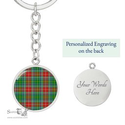 ScotsTee Shop Scottish Muirhead Clan Circle Pendant Tartan Luxury Keychain - Personalized Engraving
