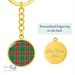 ScotsTee Shop Scottish Muirhead Clan Circle Pendant Tartan Luxury Keychain - Personalized Engraving