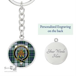 ScotsTee Shop Scottish MacKenzie Dress Ancient Clan Crest Circle Pendant Tartan Luxury Keychain - Personalized Engraving