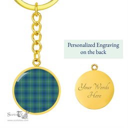 ScotsTee Shop Scottish Oliphant Ancient Clan Circle Pendant Tartan Luxury Keychain - Personalized Engraving