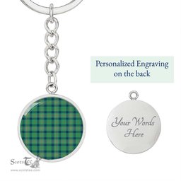 ScotsTee Shop Scottish Kennedy Ancient Clan Circle Pendant Tartan Luxury Keychain - Personalized Engraving