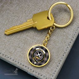 ScotsTee Shop Scottish Moffat Modern Clan Crest Circle Pendant Tartan Luxury Keychain - Personalized Engraving