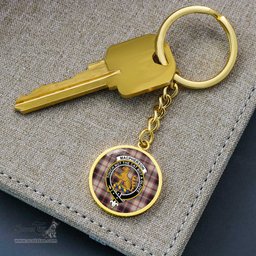 ScotsTee Shop Scottish MacPherson Hunting Ancient Clan Crest Circle Pendant Tartan Luxury Keychain - Personalized Engraving