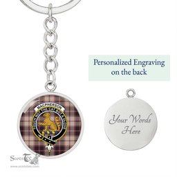 ScotsTee Shop Scottish MacPherson Hunting Ancient Clan Crest Circle Pendant Tartan Luxury Keychain - Personalized Engraving