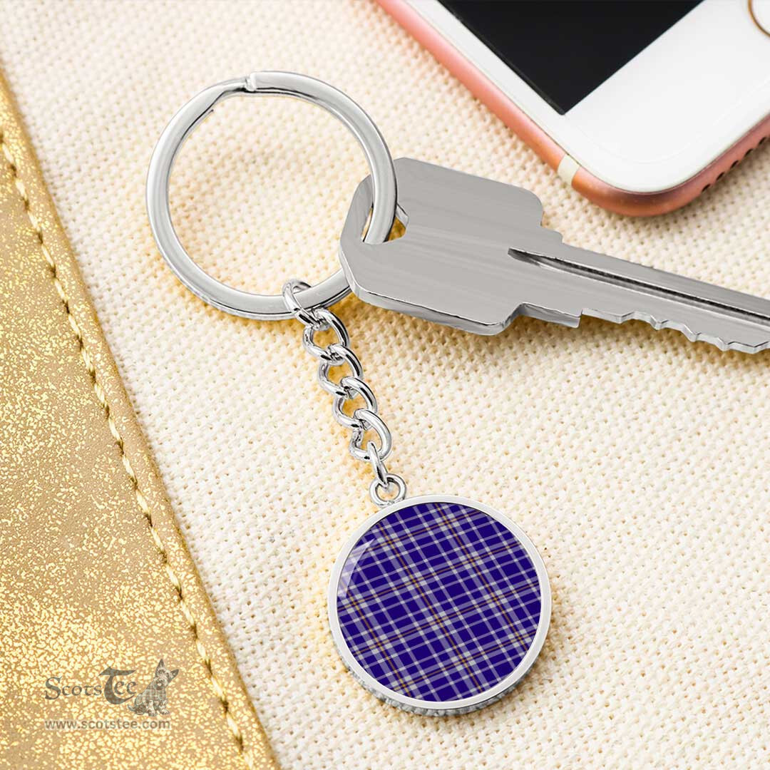 ScotsTee Shop Scottish Ochterlony Clan Circle Pendant Tartan Luxury Keychain - Personalized Engraving