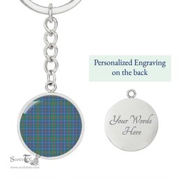 ScotsTee Shop Scottish Machardy Ancient Clan Circle Pendant Tartan Luxury Keychain - Personalized Engraving