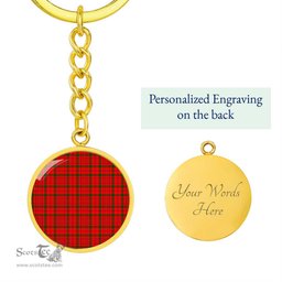 ScotsTee Shop Scottish Macdonnell Of Keppoch Modern Clan Circle Pendant Tartan Luxury Keychain - Personalized Engraving