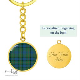 ScotsTee Shop Scottish Lauder Clan Circle Pendant Tartan Luxury Keychain - Personalized Engraving