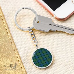 ScotsTee Shop Scottish Lauder Clan Circle Pendant Tartan Luxury Keychain - Personalized Engraving