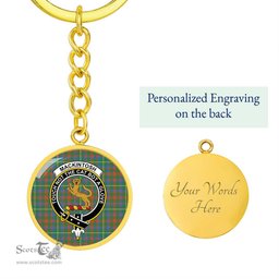 ScotsTee Shop Scottish MacKintosh Hunting Ancient Clan Crest Circle Pendant Tartan Luxury Keychain - Personalized Engraving