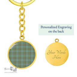 ScotsTee Shop Scottish Kelly Dress Clan Circle Pendant Tartan Luxury Keychain - Personalized Engraving