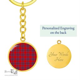 ScotsTee Shop Scottish Inverness District Clan Circle Pendant Tartan Luxury Keychain - Personalized Engraving