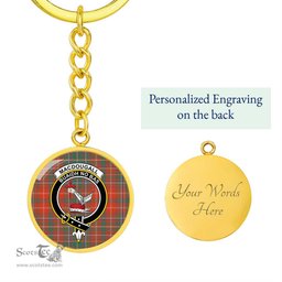 ScotsTee Shop Scottish MacDougall Ancient Clan Crest Circle Pendant Tartan Luxury Keychain - Personalized Engraving
