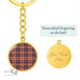 ScotsTee Shop Scottish Jacobite Clan Circle Pendant Tartan Luxury Keychain - Personalized Engraving
