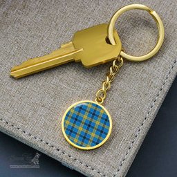 ScotsTee Shop Scottish Laing Clan Circle Pendant Tartan Luxury Keychain - Personalized Engraving