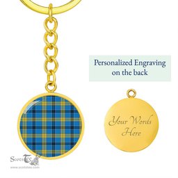 ScotsTee Shop Scottish Laing Clan Circle Pendant Tartan Luxury Keychain - Personalized Engraving