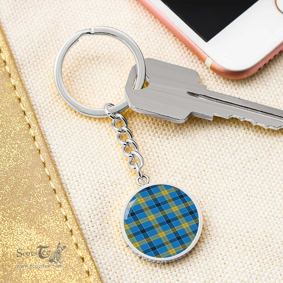 ScotsTee Shop Scottish Laing Clan Circle Pendant Tartan Luxury Keychain - Personalized Engraving