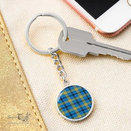 ScotsTee Shop Scottish Laing Clan Circle Pendant Tartan Luxury Keychain - Personalized Engraving