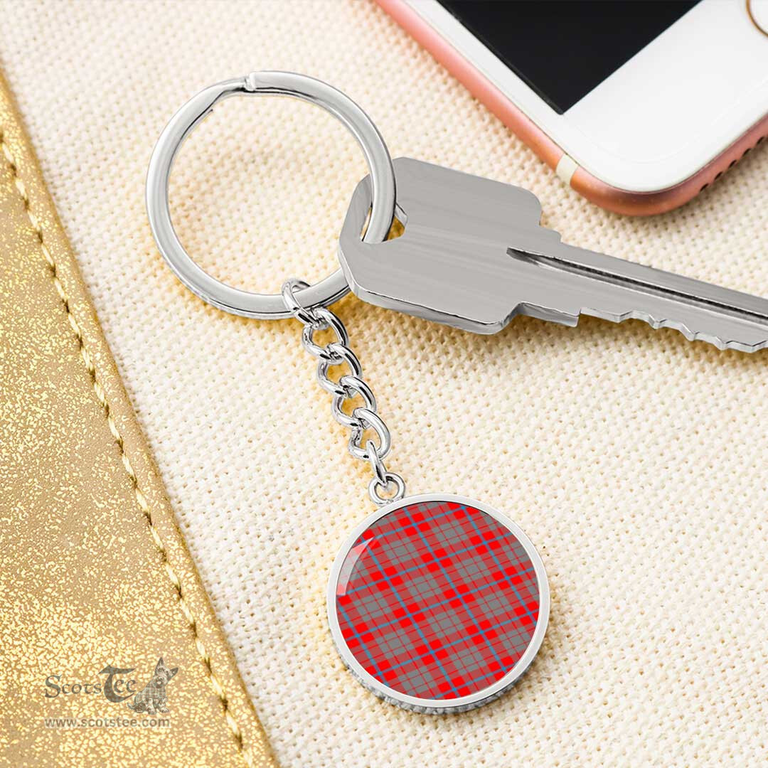 ScotsTee Shop Scottish Moubray Clan Circle Pendant Tartan Luxury Keychain - Personalized Engraving