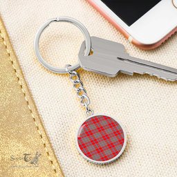 ScotsTee Shop Scottish Moubray Clan Circle Pendant Tartan Luxury Keychain - Personalized Engraving