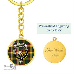 ScotsTee Shop Scottish MacMillan Old Modern Clan Crest Circle Pendant Tartan Luxury Keychain - Personalized Engraving