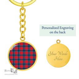ScotsTee Shop Scottish Mactavish Modern Clan Circle Pendant Tartan Luxury Keychain - Personalized Engraving