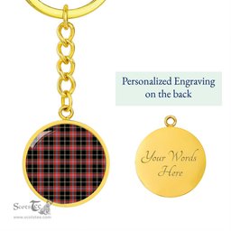 ScotsTee Shop Scottish Norwegian Night Clan Circle Pendant Tartan Luxury Keychain - Personalized Engraving