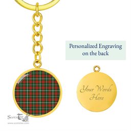 ScotsTee Shop Scottish Prince Of Wales Clan Circle Pendant Tartan Luxury Keychain - Personalized Engraving
