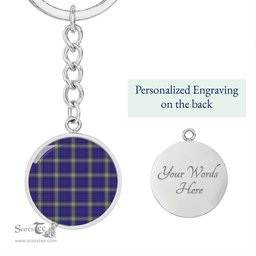 ScotsTee Shop Scottish Kinnaird Clan Circle Pendant Tartan Luxury Keychain - Personalized Engraving
