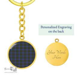 ScotsTee Shop Scottish Ogilvie Of Airlie Ancient Clan Circle Pendant Tartan Luxury Keychain - Personalized Engraving