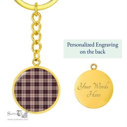 ScotsTee Shop Scottish Macpherson Hunting Ancient Clan Circle Pendant Tartan Luxury Keychain - Personalized Engraving