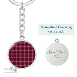 ScotsTee Shop Scottish Little Clan Circle Pendant Tartan Luxury Keychain - Personalized Engraving