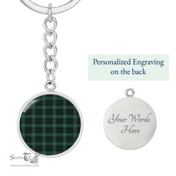 ScotsTee Shop Scottish Macaulay Hunting Ancient Clan Circle Pendant Tartan Luxury Keychain - Personalized Engraving