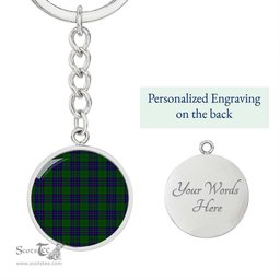 ScotsTee Shop Scottish Lockhart Clan Circle Pendant Tartan Luxury Keychain - Personalized Engraving