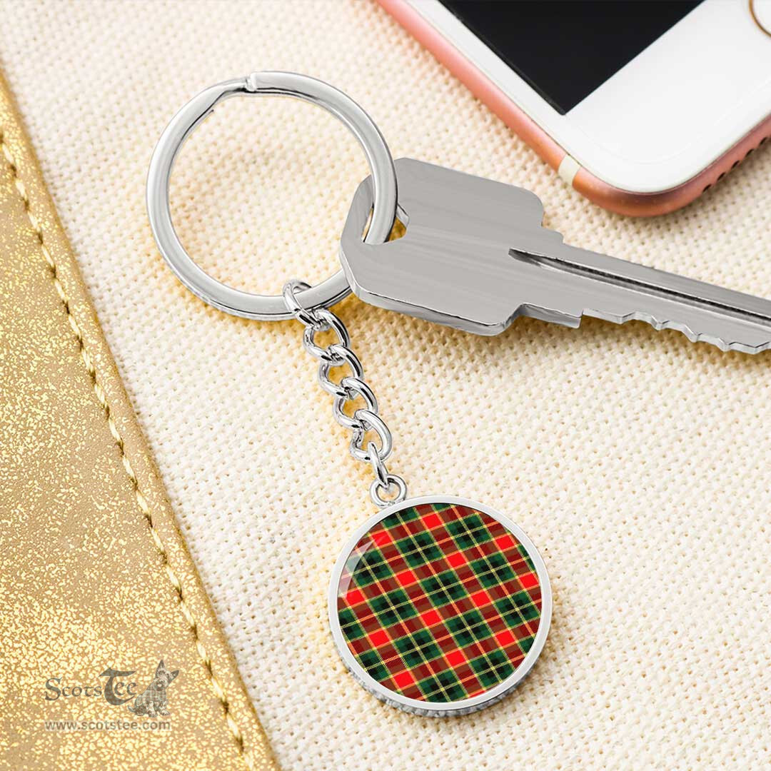 ScotsTee Shop Scottish Maclachlan Hunting Modern Clan Circle Pendant Tartan Luxury Keychain - Personalized Engraving