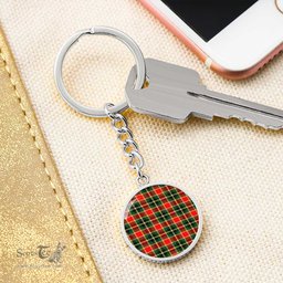ScotsTee Shop Scottish Maclachlan Hunting Modern Clan Circle Pendant Tartan Luxury Keychain - Personalized Engraving