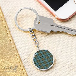 ScotsTee Shop Scottish Paisley District Clan Circle Pendant Tartan Luxury Keychain - Personalized Engraving