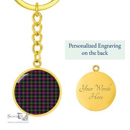 ScotsTee Shop Scottish Logan Modern Clan Circle Pendant Tartan Luxury Keychain - Personalized Engraving