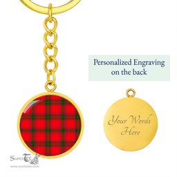ScotsTee Shop Scottish Macnab Modern Clan Circle Pendant Tartan Luxury Keychain - Personalized Engraving