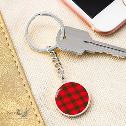ScotsTee Shop Scottish Macnab Modern Clan Circle Pendant Tartan Luxury Keychain - Personalized Engraving